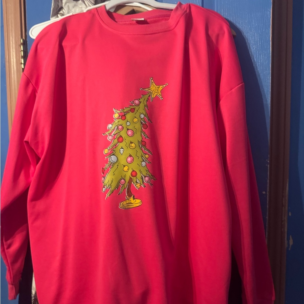Festive Hot Pink Christmas Tree Sweatshirt